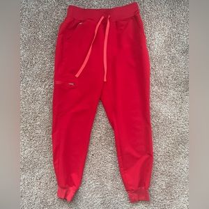 FIGS winning red jogger scrub pants